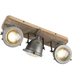 Smart Spot Stahl mit Holz neigbar inkl. 3 WiFi GU10 - Emado