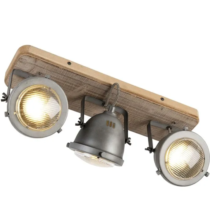 Smart Spot Stahl mit Holz neigbar inkl. 3 WiFi GU10 - Emado