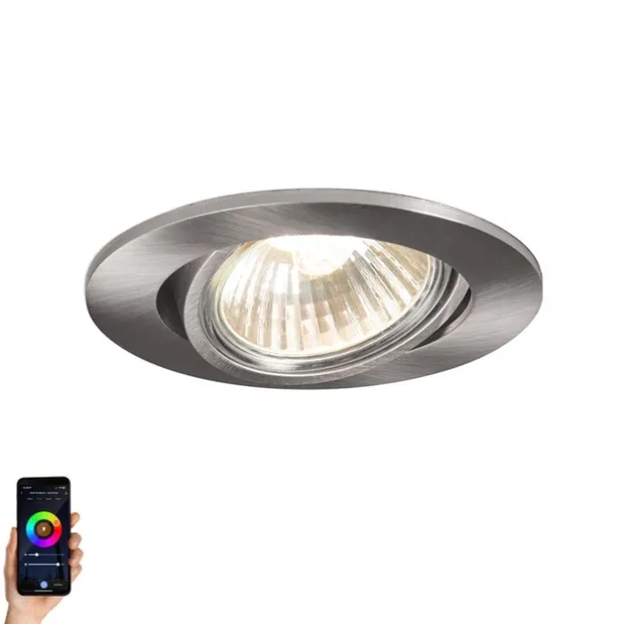 Smart versenkbarer Spotstahl kippbar inkl. Wifi GU10 - Cisco