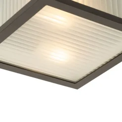 Smarte Außendeckenleuchte schwarz mit geripptem Glas inkl. WLAN A60 - Charlois