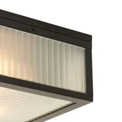 Smarte Außendeckenleuchte schwarz mit geripptem Glas inkl. WLAN A60 - Charlois