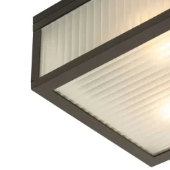 Smarte Außendeckenleuchte schwarz mit geripptem Glas inkl. WLAN A60 - Charlois