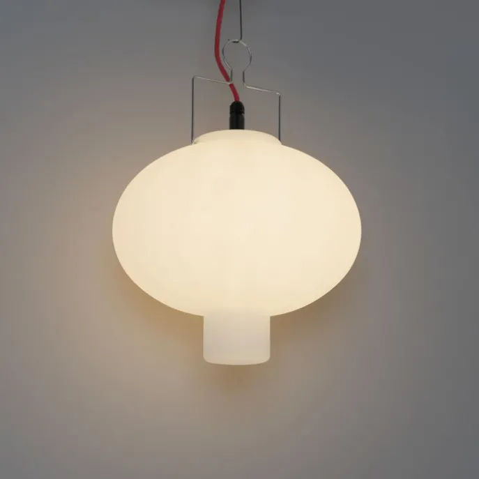 Smarte Außen-Hängelampe Weiß 35cm mit rotem Kabel inkl. Wifi A60 - Pion