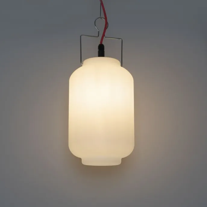 Smarte Außenhängeleuchte weiß 20cm mit rotem Stecker inkl. Wifi A60 - Pion