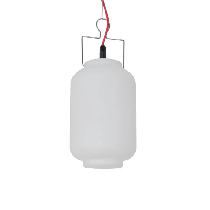 Smarte Außenhängeleuchte weiß 20cm mit rotem Stecker inkl. Wifi A60 - Pion