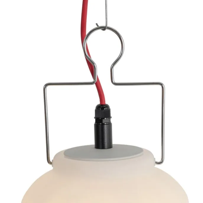 Smarte Außenhängeleuchte weiß 20cm mit rotem Stecker inkl. Wifi A60 - Pion