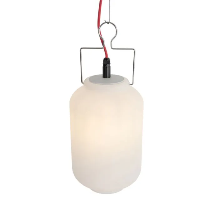 Smarte Außenhängeleuchte weiß 20cm mit rotem Stecker inkl. Wifi A60 - Pion