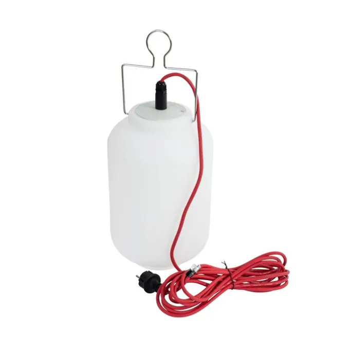 Smarte Außenhängeleuchte weiß 20cm mit rotem Stecker inkl. Wifi A60 - Pion