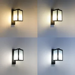 Smarte Außenwandlaterne schwarz mit geripptem Glas inkl. WLAN A60 - Charlois