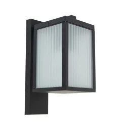 Smarte Außenwandlaterne schwarz mit geripptem Glas inkl. WLAN A60 - Charlois