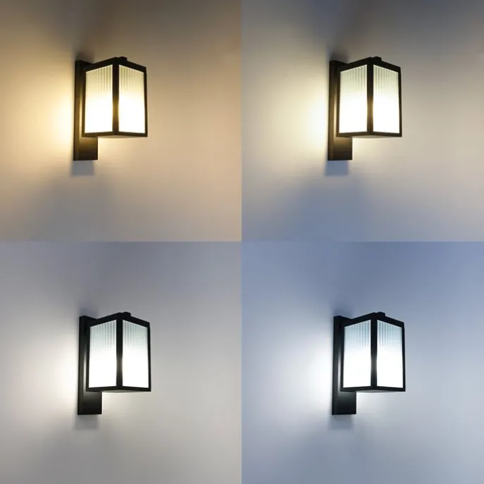 Smarte Außenwandlaterne schwarz mit geripptem Glas inkl. WLAN A60 - Charlois