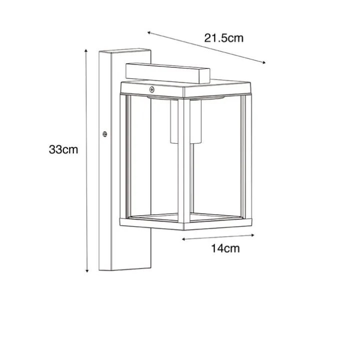 Smarte Außenwandlaterne schwarz mit geripptem Glas inkl. WLAN A60 - Charlois