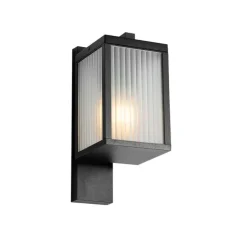 Smarte Außenwandlaterne schwarz mit geripptem Glas inkl. WLAN A60 - Charlois