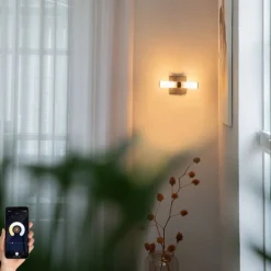 Smarte Badezimmer-Wandleuchte schwarz IP44 2-flammig inkl. 2 Wifi G9 - Bath