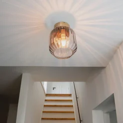 Smarte Deckenleuchte aus Messing mit Rauchglas inkl. WLAN A60 - Stiklo