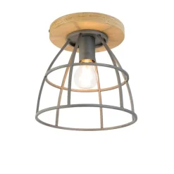 Smarte Deckenleuchte dunkelgrau mit Holz inkl. WLAN E27 - Arthur