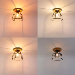 Smarte Deckenleuchte dunkelgrau mit Holz inkl. WLAN E27 - Arthur