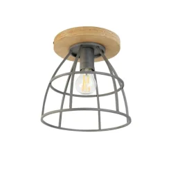 Smarte Deckenleuchte dunkelgrau mit Holz inkl. WLAN E27 - Arthur