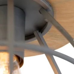 Smarte Deckenleuchte dunkelgrau mit Holz inkl. WLAN E27 - Arthur