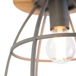 Smarte Deckenleuchte dunkelgrau mit Holz inkl. WLAN E27 - Arthur