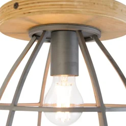 Smarte Deckenleuchte dunkelgrau mit Holz inkl. WLAN E27 - Arthur