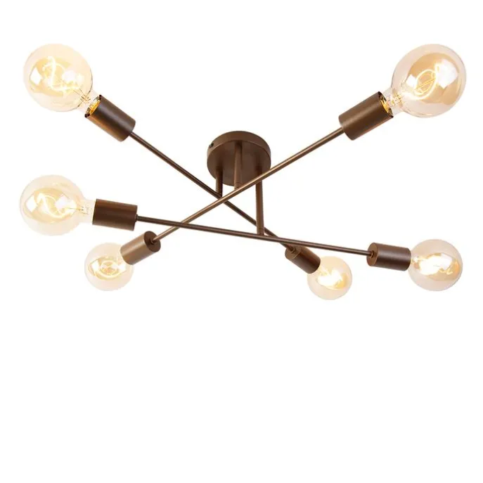 Smarte Deckenleuchte Dunkelbronze 6-flammig inkl. 6 Wifi G95 - Sydney