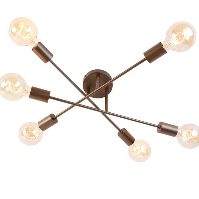 Smarte Deckenleuchte Dunkelbronze 6-flammig inkl. 6 Wifi G95 - Sydney
