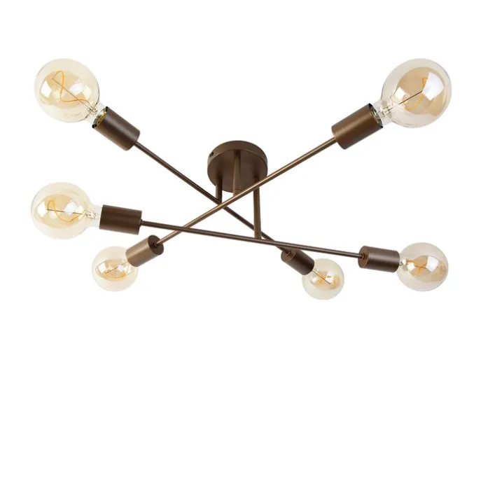 Smarte Deckenleuchte Dunkelbronze 6-flammig inkl. 6 Wifi G95 - Sydney