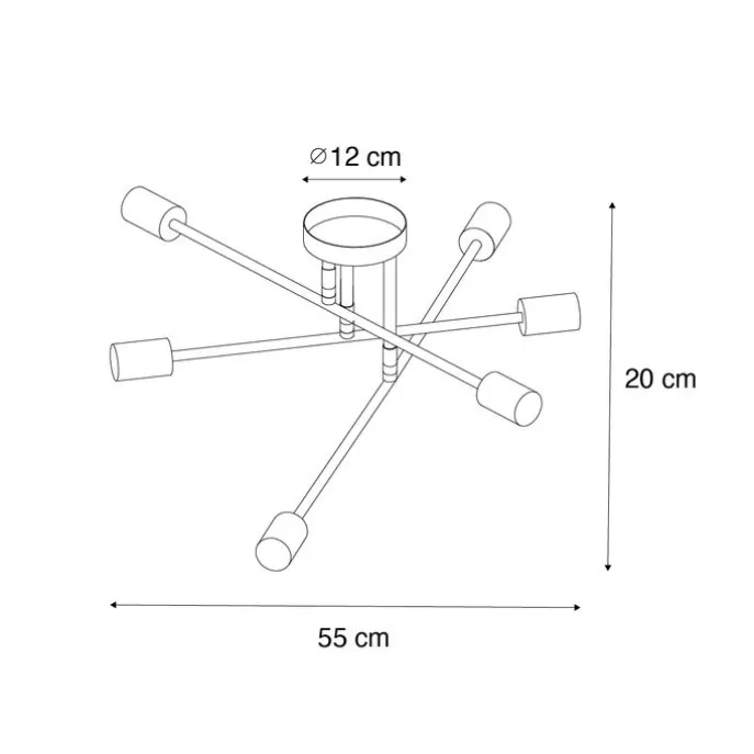 Smarte Deckenleuchte Dunkelbronze 6-flammig inkl. 6 Wifi G95 - Sydney