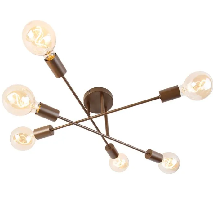 Smarte Deckenleuchte Dunkelbronze 6-flammig inkl. 6 Wifi G95 - Sydney