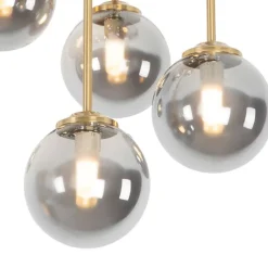 Smarte Deckenleuchte Gold mit Rauchglas 9-flammig inkl. 9 Wifi G9 - Athen