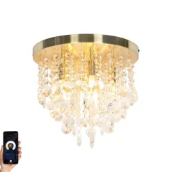 Smarte Deckenleuchte Gold mit Glas inkl. 6 WiFi G9 - Medusa