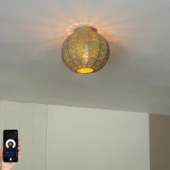 Smarte Deckenleuchte Gold mit Grün 28,5 cm inkl. WiFi A60 - Baloo