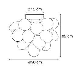 Smarte Deckenleuchte schwarz mit bernsteinfarbenem Glas 6-flammig inkl. 6 WiFi G9 - Uvas