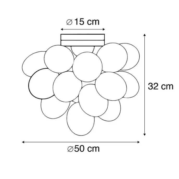 Smarte Deckenleuchte schwarz mit bernsteinfarbenem Glas 6-flammig inkl. 6 WiFi G9 - Uvas