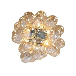 Smarte Deckenleuchte schwarz mit bernsteinfarbenem Glas 6-flammig inkl. 6 WiFi G9 - Uvas