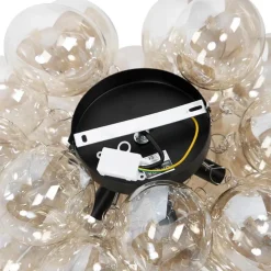 Smarte Deckenleuchte schwarz mit bernsteinfarbenem Glas 6-flammig inkl. 6 WiFi G9 - Uvas