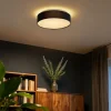 Smarte Deckenleuchte schwarz 35cm inkl. LED und Fernbedienung - Flat Drum