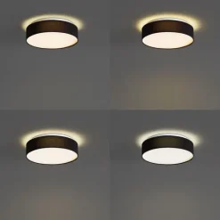 Smarte Deckenleuchte schwarz 35cm inkl. LED und Fernbedienung - Flat Drum