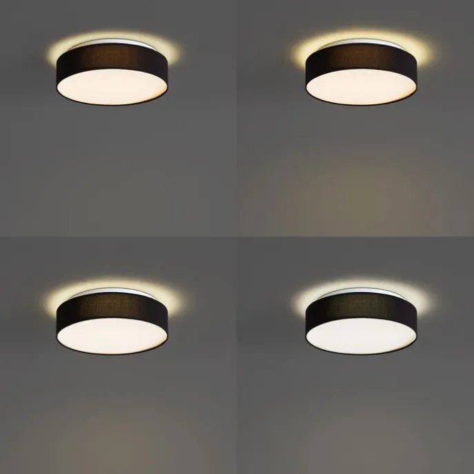 Smarte Deckenleuchte schwarz 35cm inkl. LED und Fernbedienung - Flat Drum
