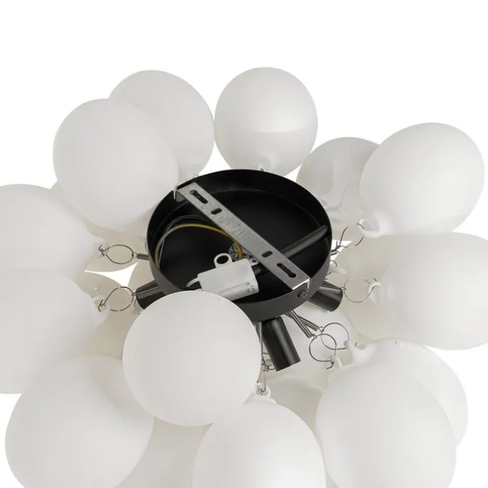 Smarte Deckenleuchte Schwarz mit Opalglas 6-flammig inkl. 6 Wifi G9 - Uvas