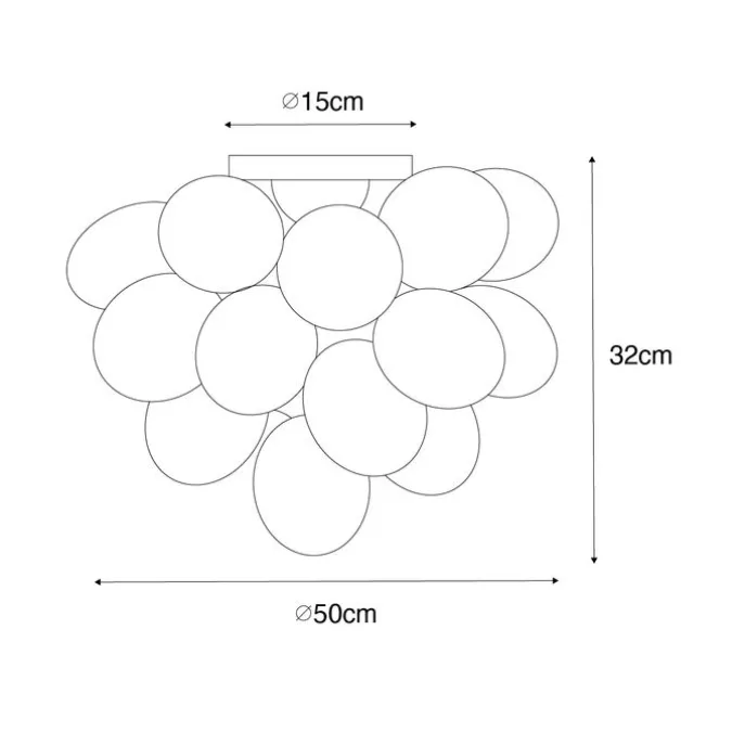 Smarte Deckenleuchte Schwarz mit Opalglas 6-flammig inkl. 6 Wifi G9 - Uvas