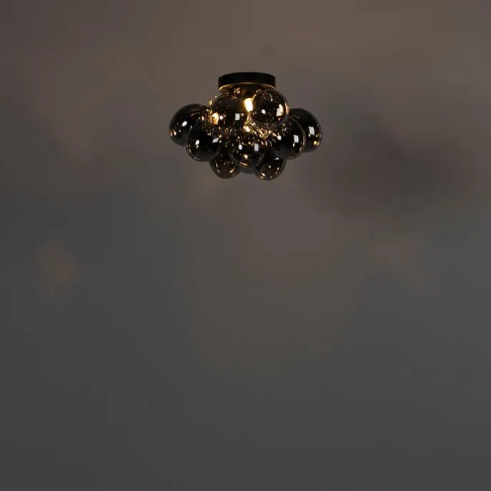 Smarte Deckenleuchte schwarz mit Rauchglas 3-flammig inkl. 3 WiFi G9 - Uvas