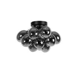 Smarte Deckenleuchte schwarz mit Rauchglas 3-flammig inkl. 3 WiFi G9 - Uvas