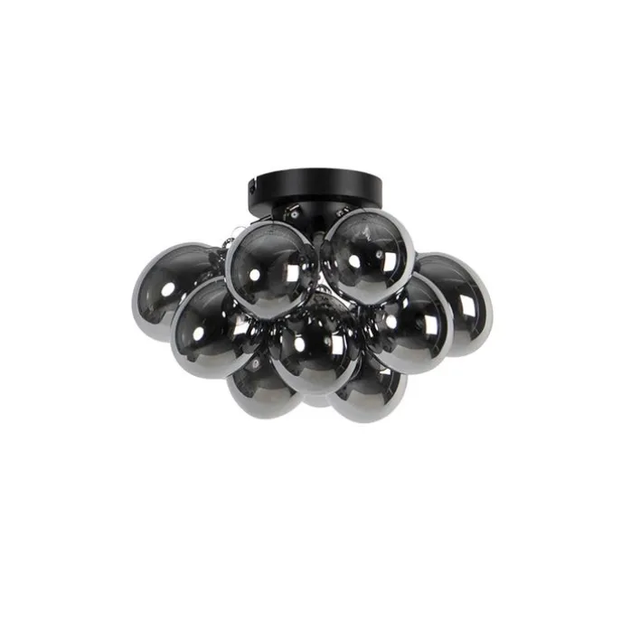 Smarte Deckenleuchte schwarz mit Rauchglas 3-flammig inkl. 3 WiFi G9 - Uvas