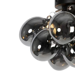 Smarte Deckenleuchte schwarz mit Rauchglas 3-flammig inkl. 3 WiFi G9 - Uvas
