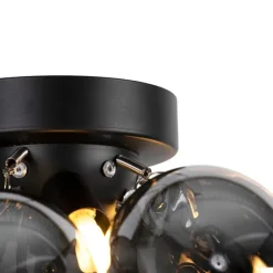 Smarte Deckenleuchte schwarz mit Rauchglas 3-flammig inkl. 3 WiFi G9 - Uvas