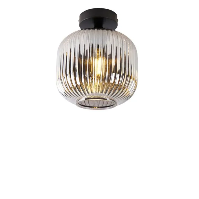 Smarte Deckenleuchte schwarz mit Rauchglas inkl. WLAN A60 - Karel