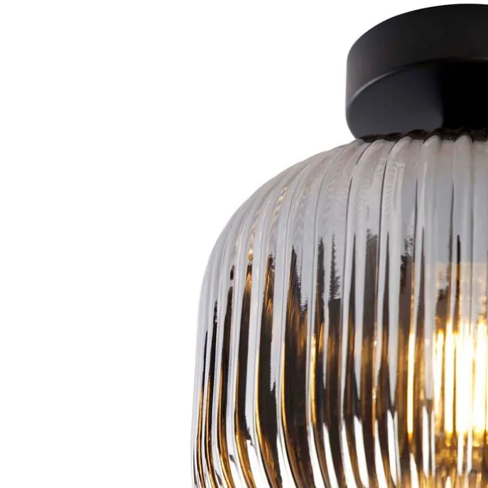 Smarte Deckenleuchte schwarz mit Rauchglas inkl. WLAN A60 - Karel