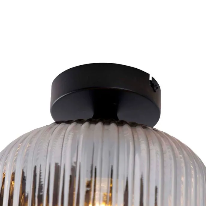 Smarte Deckenleuchte schwarz mit Rauchglas inkl. WLAN A60 - Karel